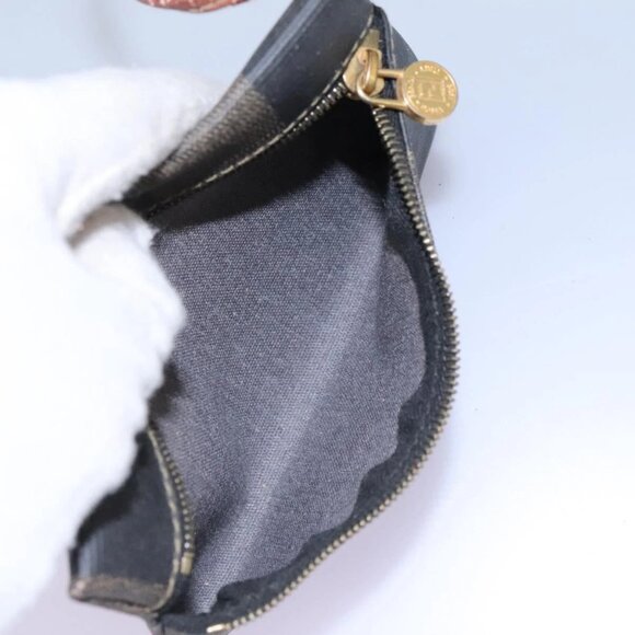 FENDI Pecan Canvas Shoulder Bag PVC Brown Black gold Auth yk18186 - Picture 13 of 16